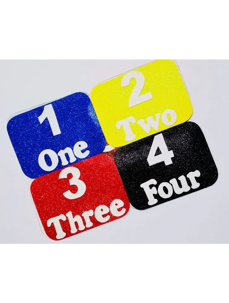 Counting 1 to 10 on Glitter Fomic sheet