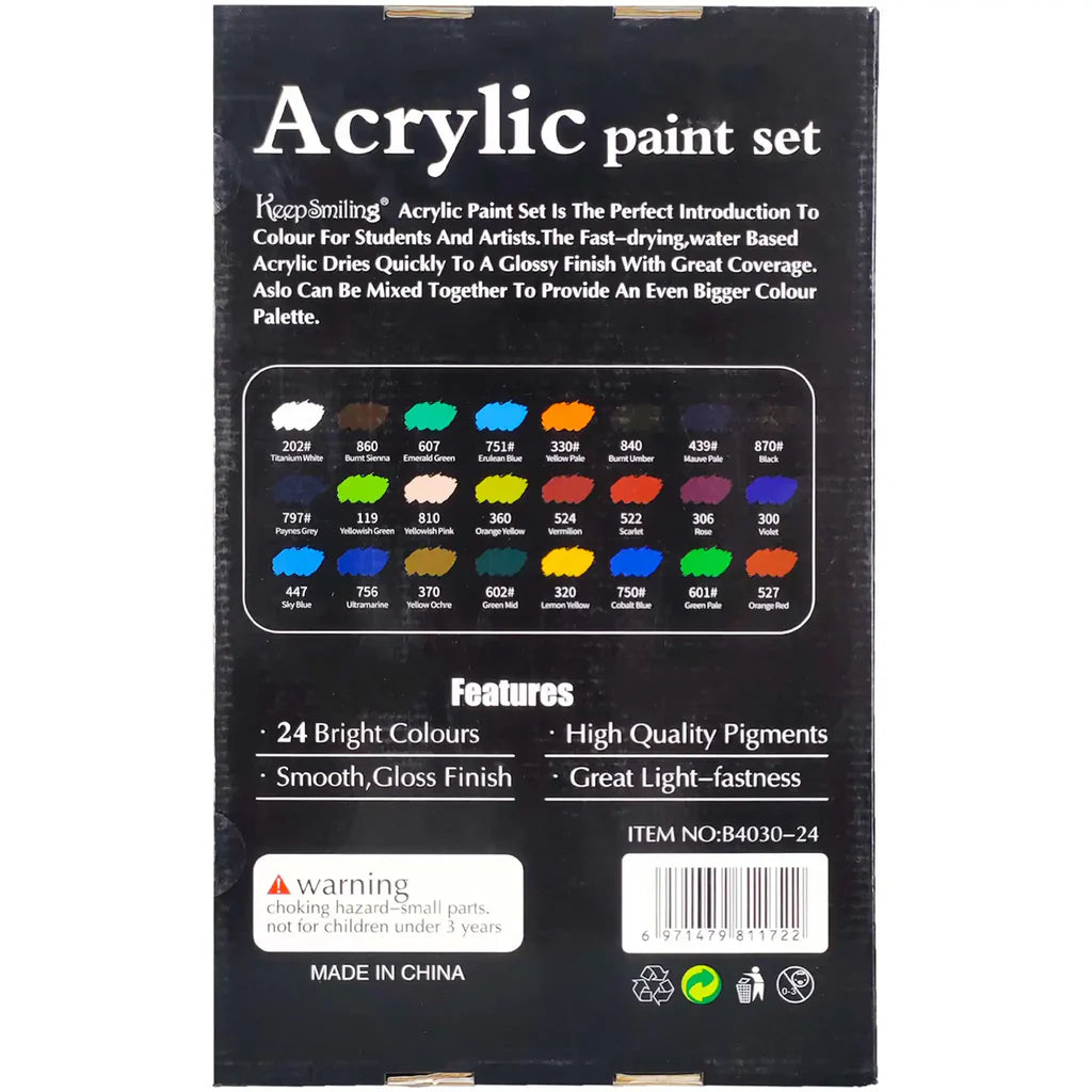 Keep Smiling Acrylic Paint Set 24Pcs x30ml