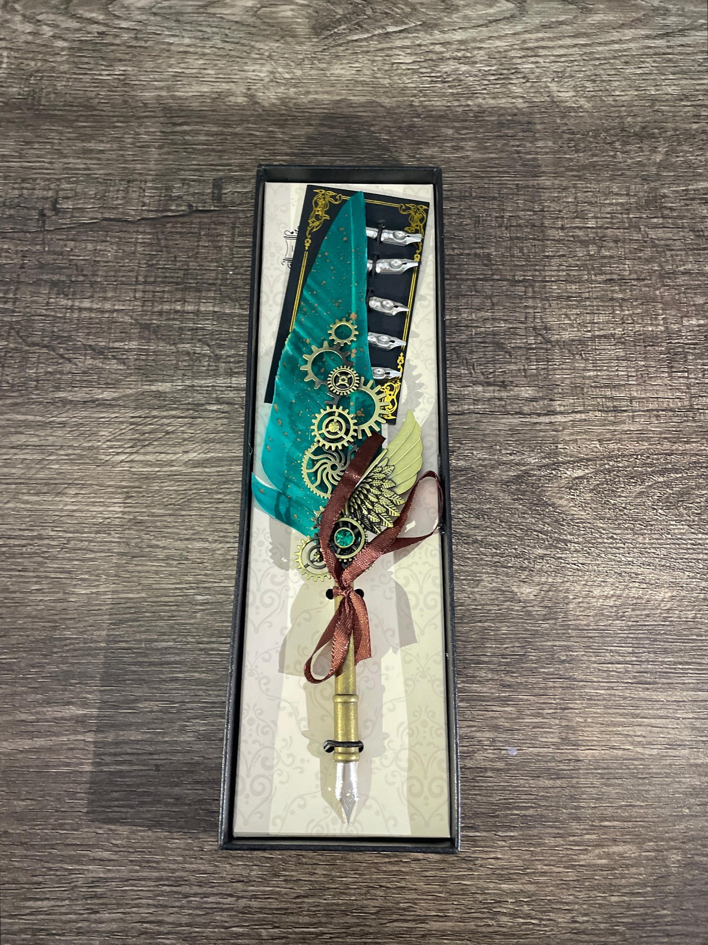 Feather Quill Calligraphy Pen single set Green
