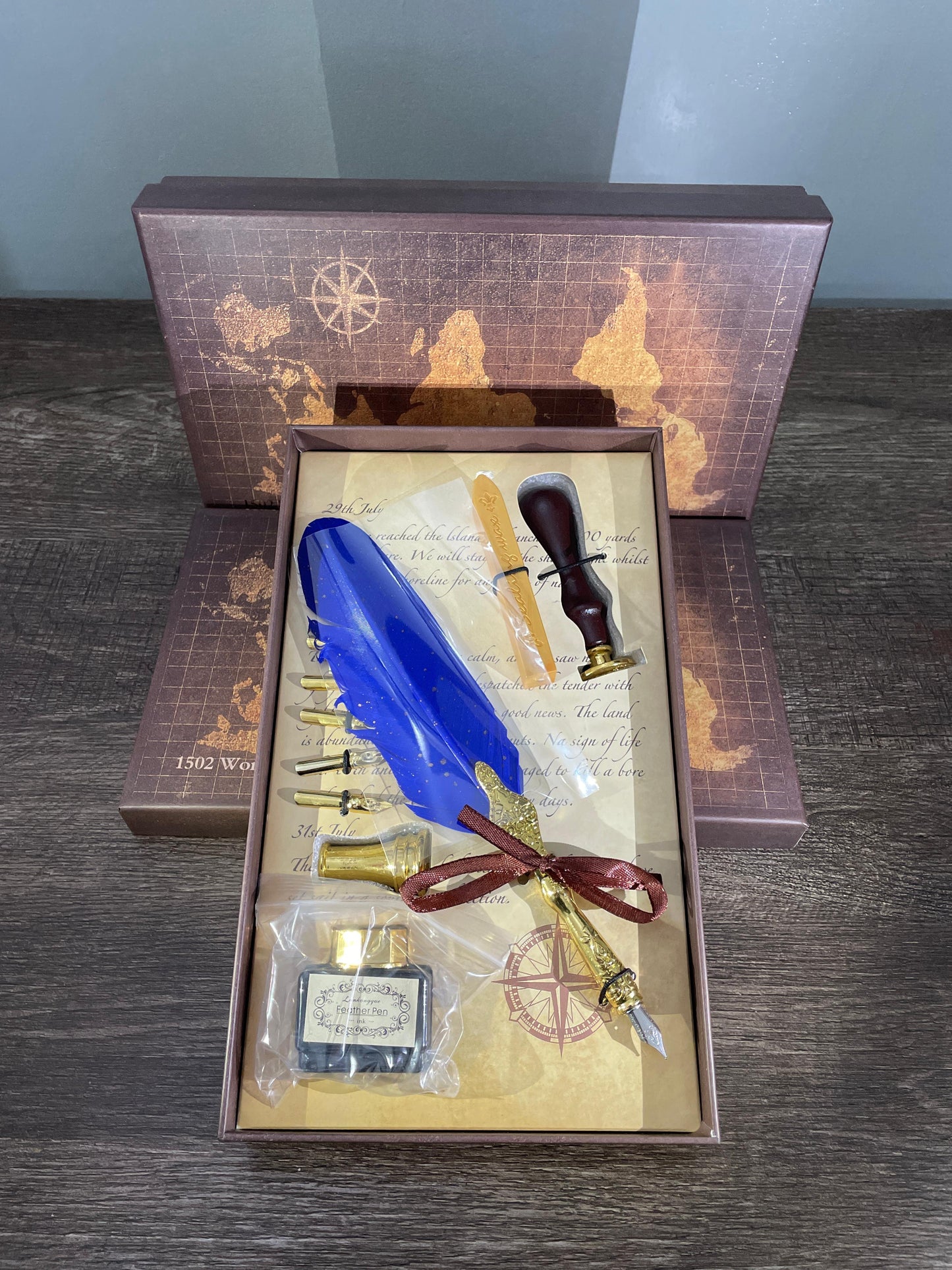 Blue Feather quill Calligraphy Dip Pen