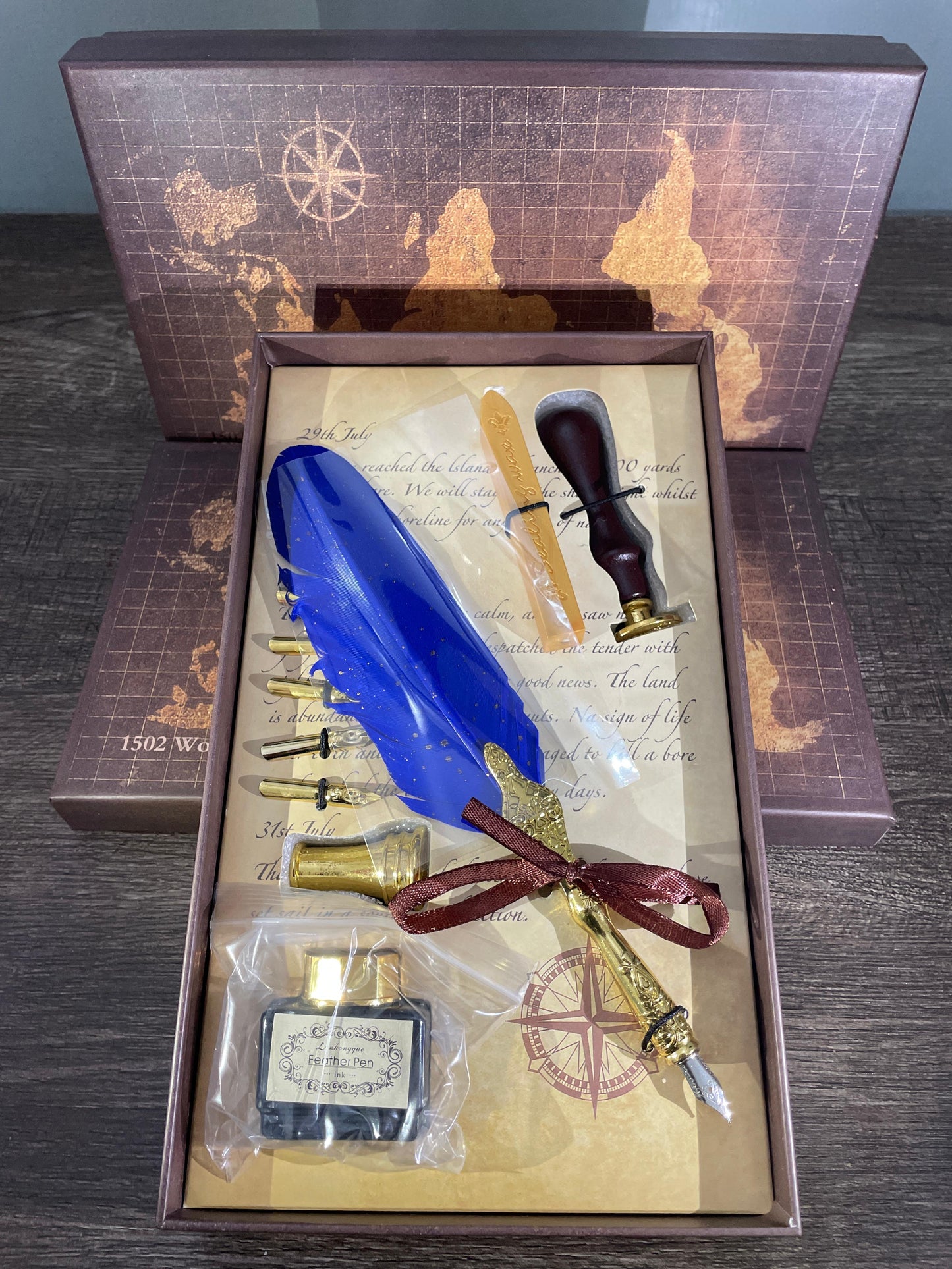 Blue Feather quill Calligraphy Dip Pen