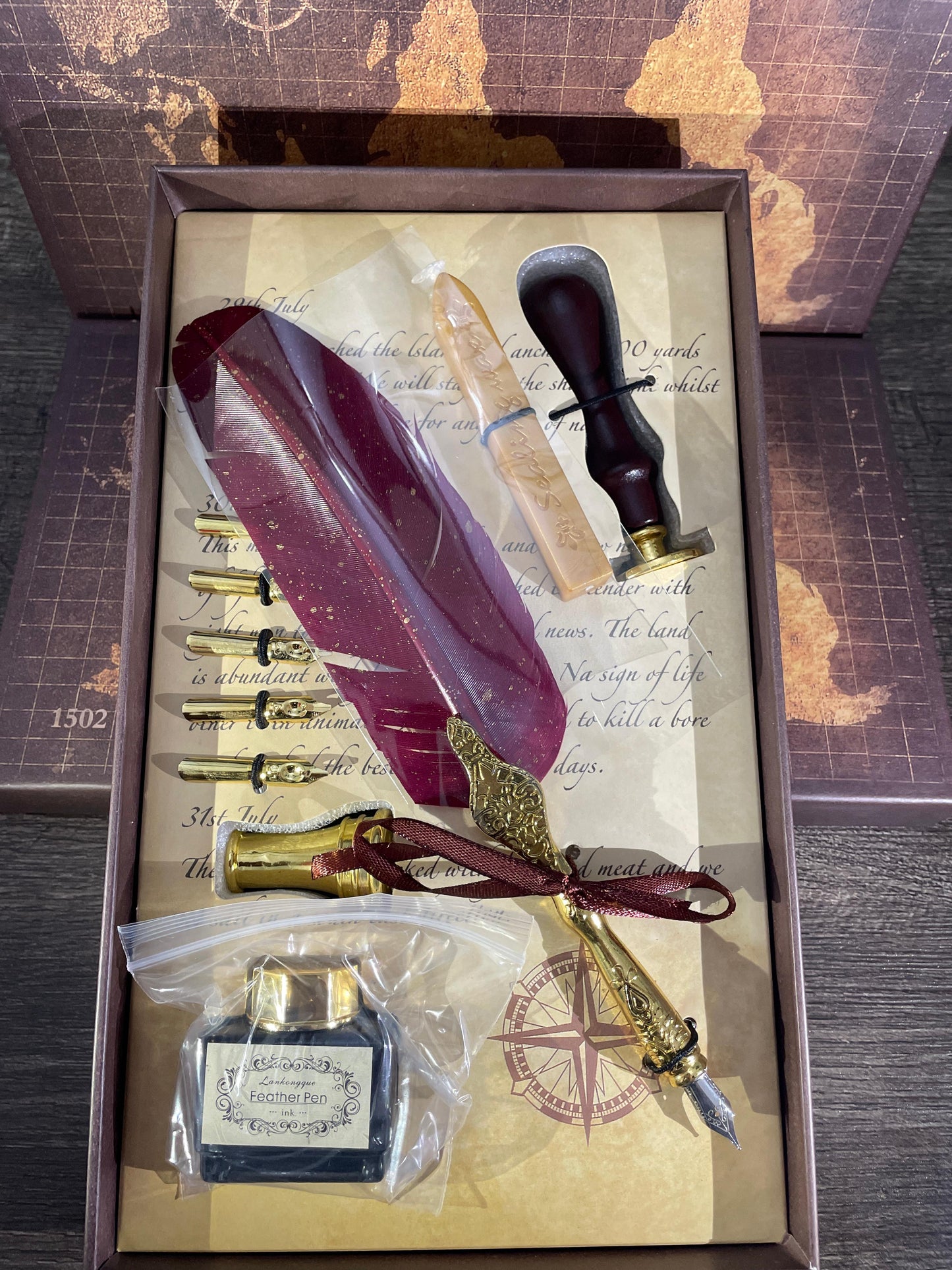 Red Feather quill Calligraphy Dip Pen