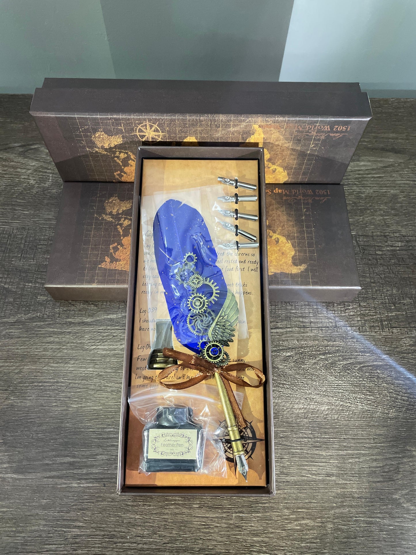 Advanced Feather quill Calligraphy Pen set blue