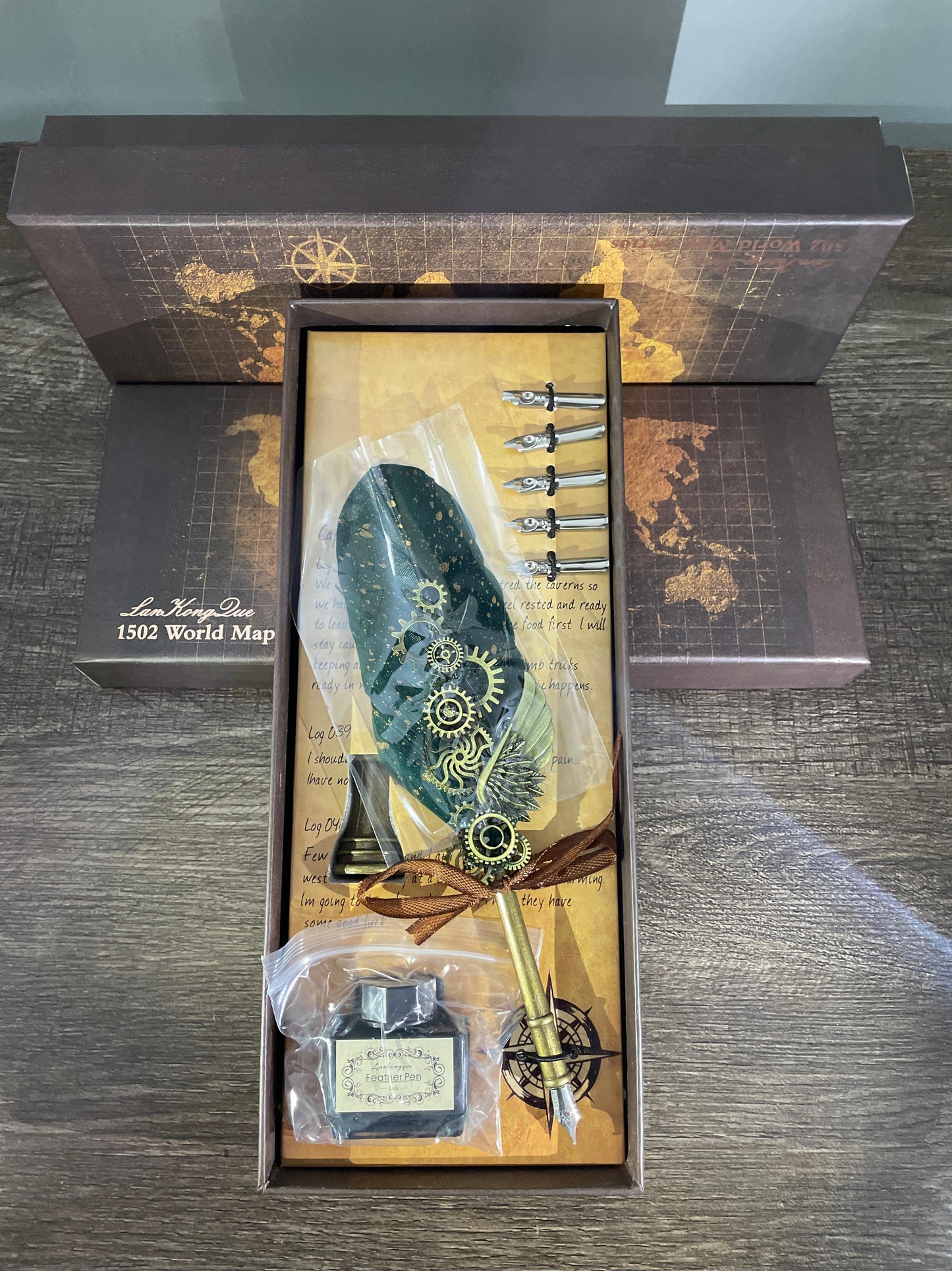 Green Advanced Feather quill Calligraphy Pen set