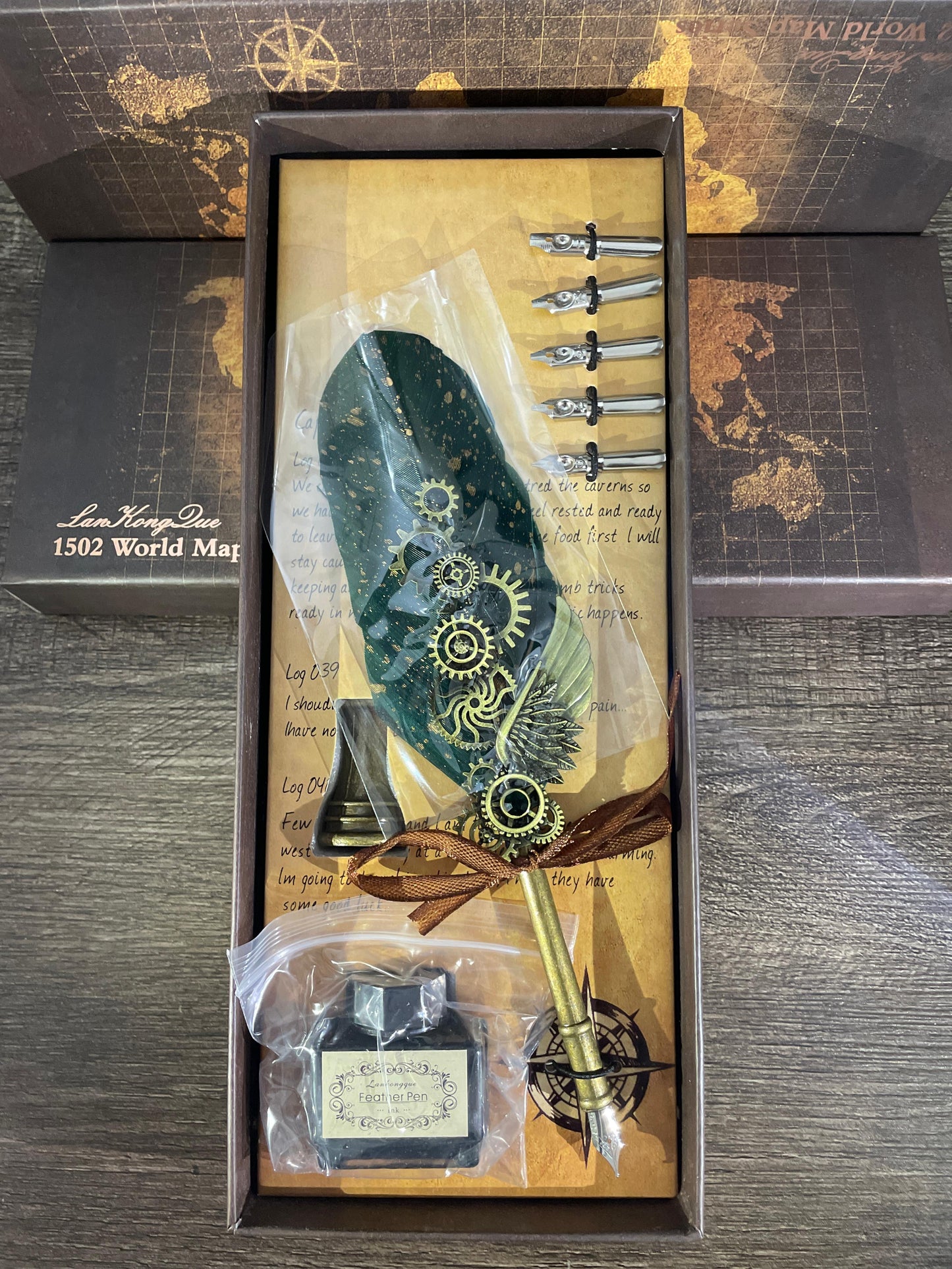 Green Advanced Feather quill Calligraphy Pen set