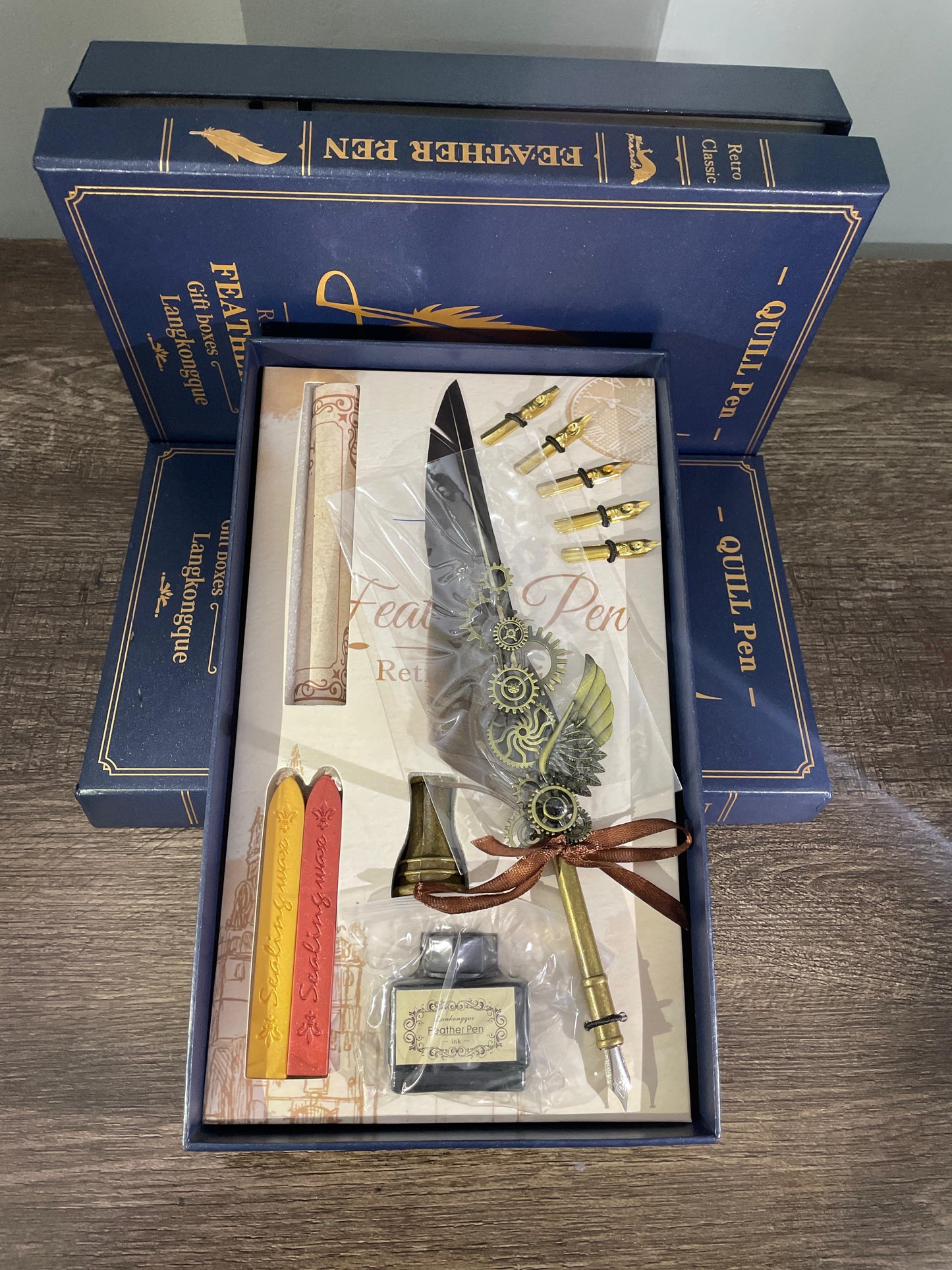 Feather quill Calligraphy vintage Pen full set Brown