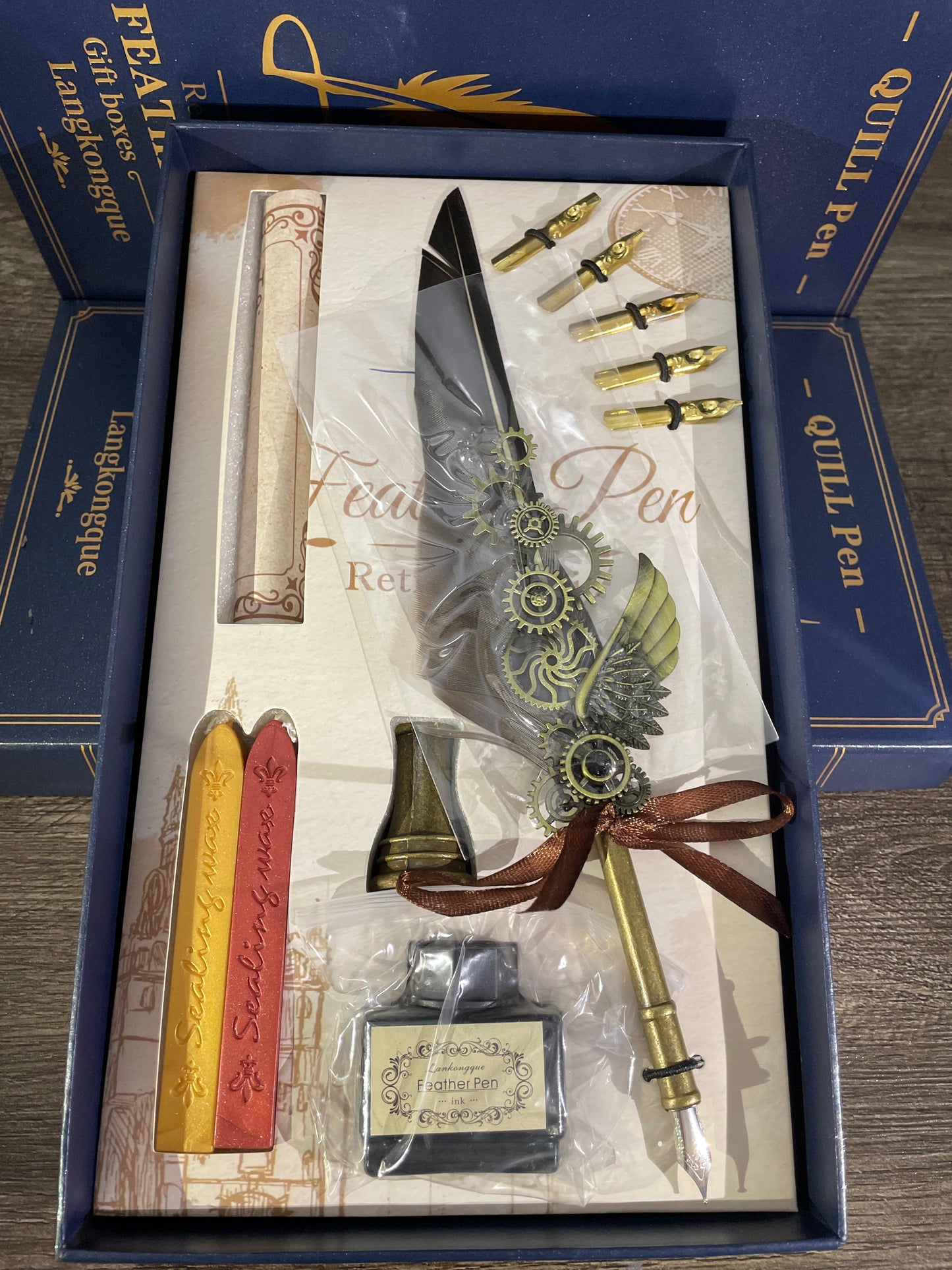 Feather quill Calligraphy vintage Pen full set Brown
