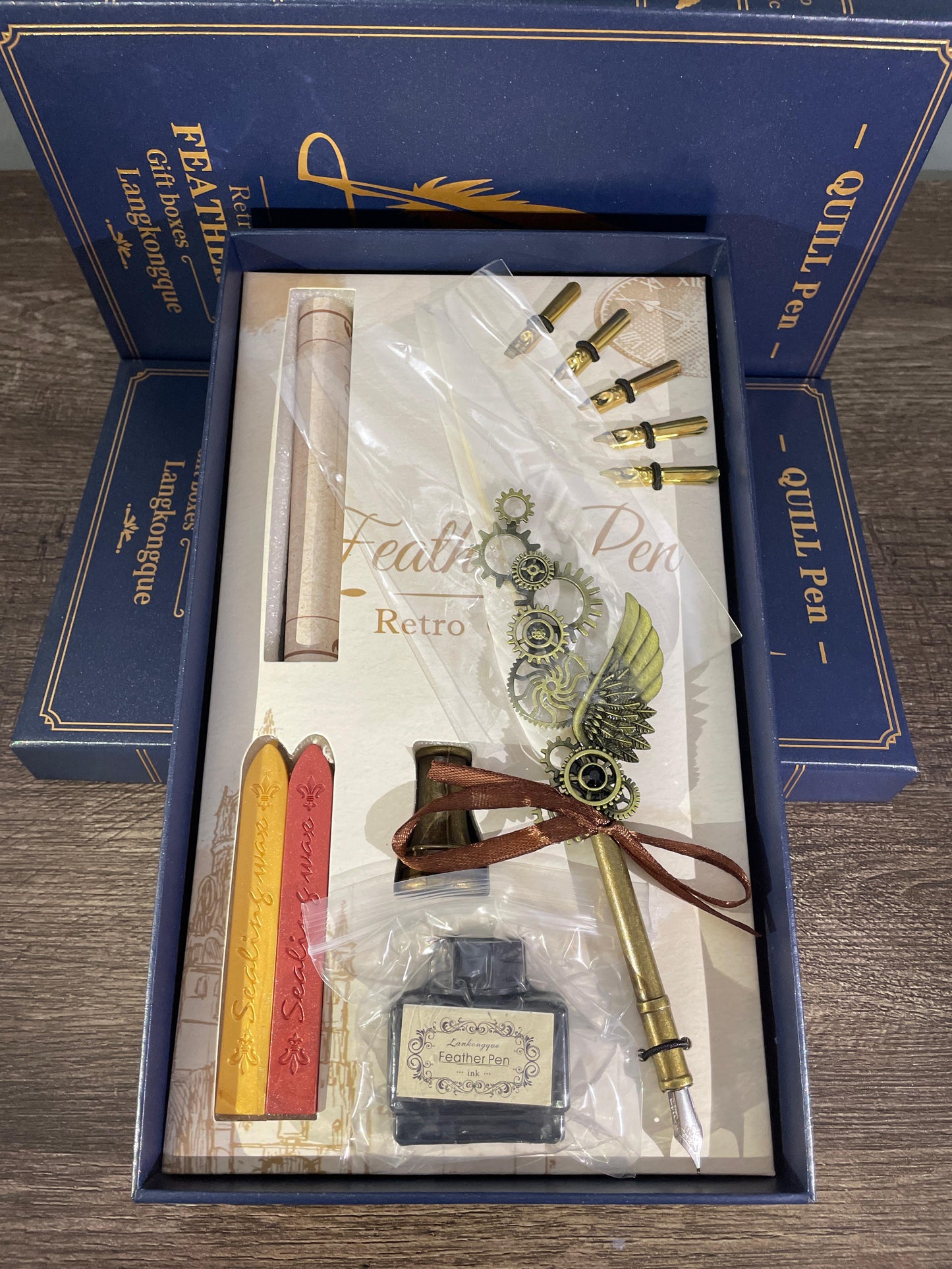 White Feather quill Calligraphy vintage Pen full set