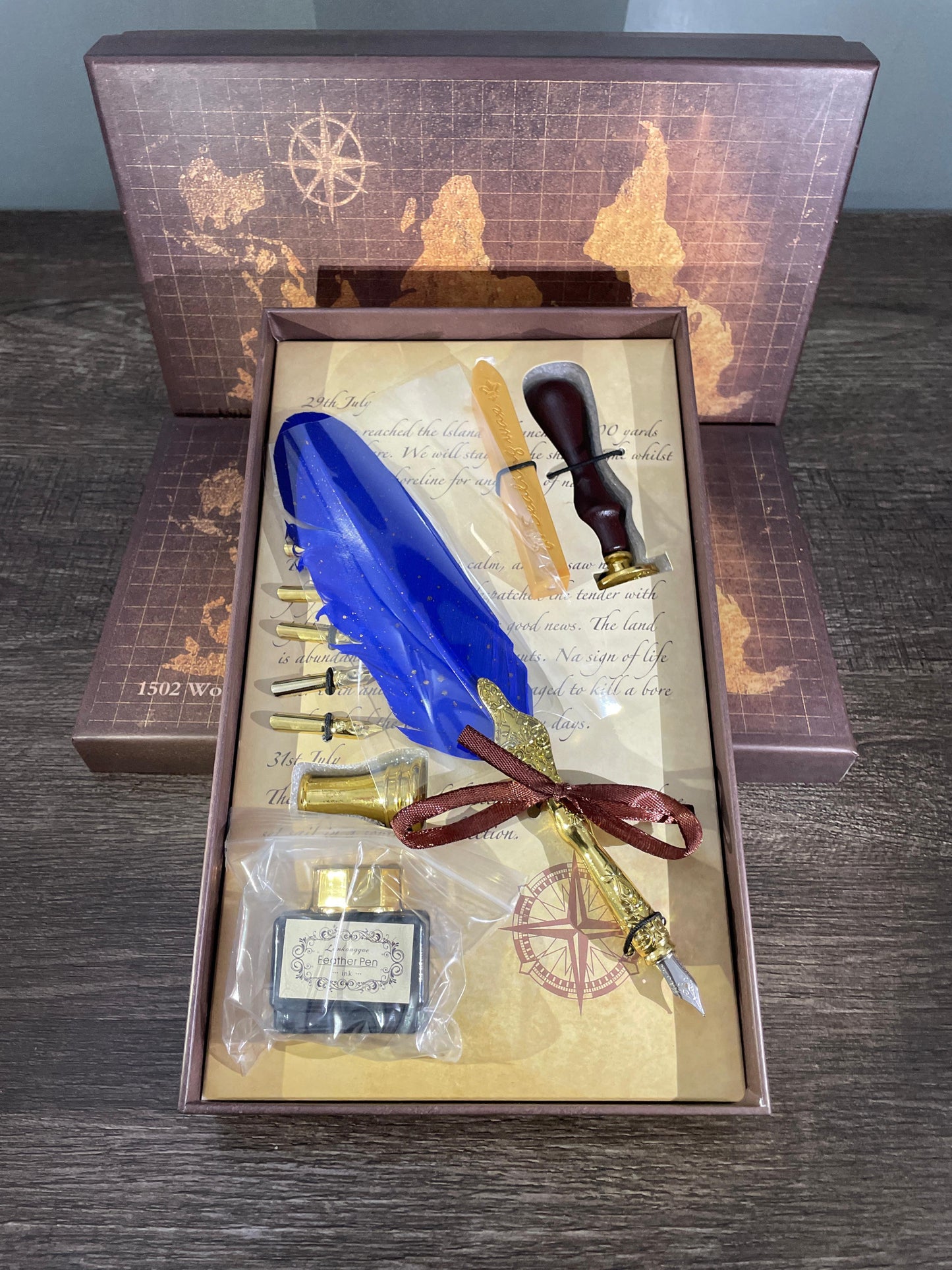 Blue Feather quill Calligraphy Dip Pen