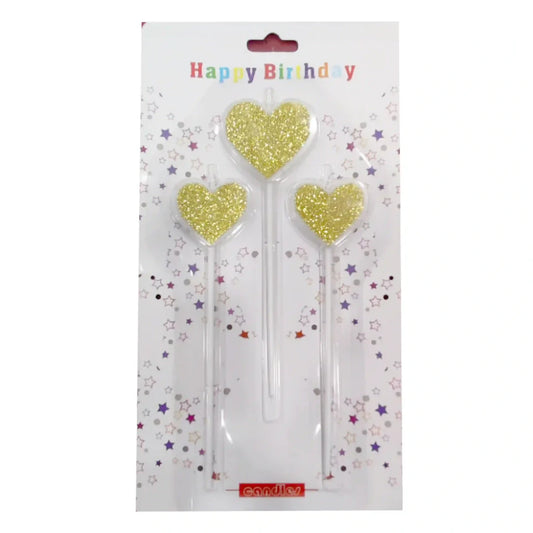 Birthday Candle Love Glitter 3Pcs Pack