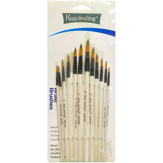 Keep Smiling A6075R 12Pcs Drawing Paint Brush Set