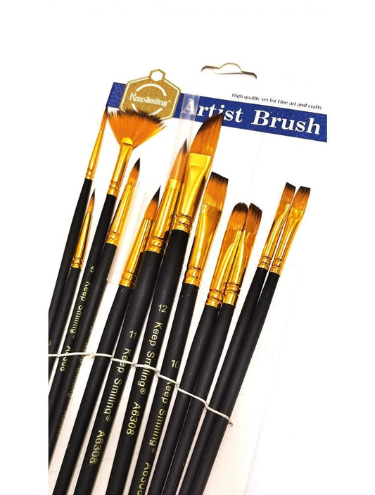 Keep Smiling Artists Paint Brush Pack 12 in 1