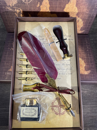 Red Feather quill Calligraphy Dip Pen
