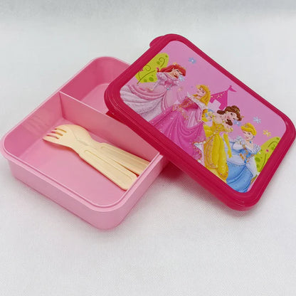Bright Flat Kids' Plastic Lunch Box With Portions ( Random Character Will Be Sent)
